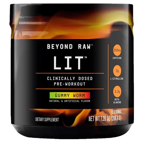 Beyond Raw LIT Pre-Workout Supplement Powder, Energy Boost, Gummy Worm ...