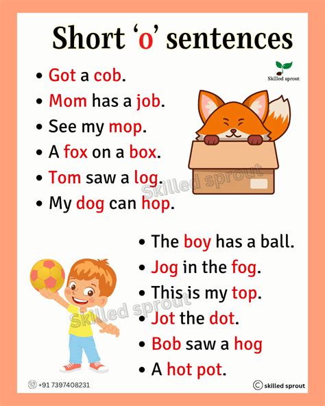 CVC Short vowel 'o' words Sentences for reading practice, Reading ...
