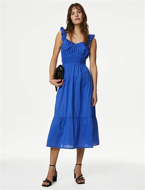 Buy Pure Cotton Sweetheart Neckline Midi Dress at Marks & Spencer