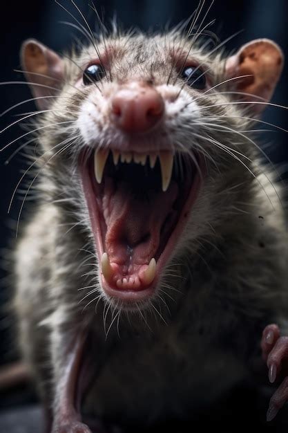See related image detail. Premium AI Image | Aggressive rat on dark background Rodents are carriers of diseases Dangerous ...