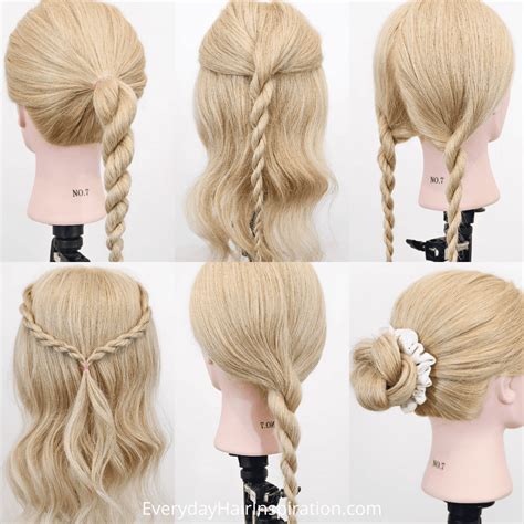 SIMPLE HAIRSTYLES FOR BEGINNERS – 1 BRAID 6 HAIRSTYLES (Twisted Rope ...