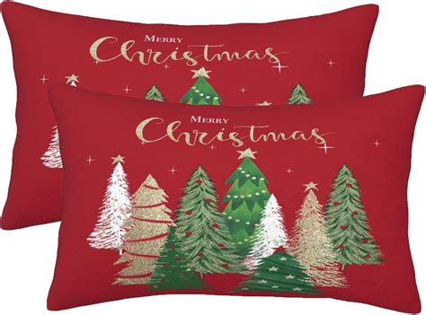 Amazon.com: AELUTYSH Red Christmas Pillow Covers 12x20 Inch Set of 2 ...