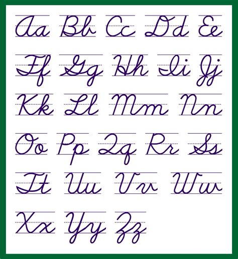 Printable Zaner Bloser Manuscript Alphabet for Cursive Writing Practice