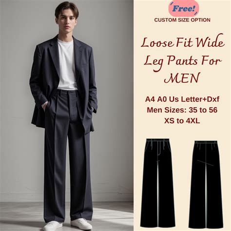 Men Wide Leg Pants Sewing Pattern, Pants Trousers PDF Sewing, Loose Fit ...