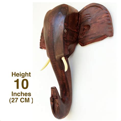 Handcrafted Wooden Elephant Head Wall Hanging – 10 Inch (Plain Finish ...