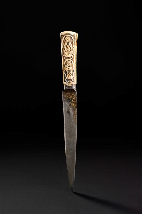 An Early 19th Century Qajar Bone Hilted Dagger With Silver And Gold ...