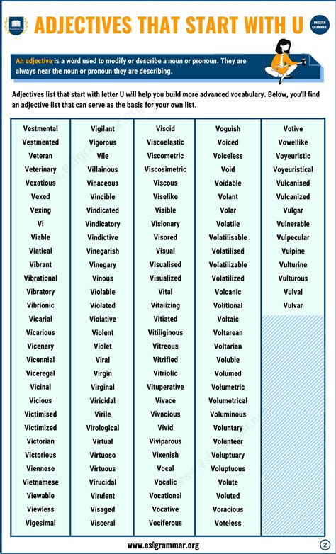 Adjectives That Start With V