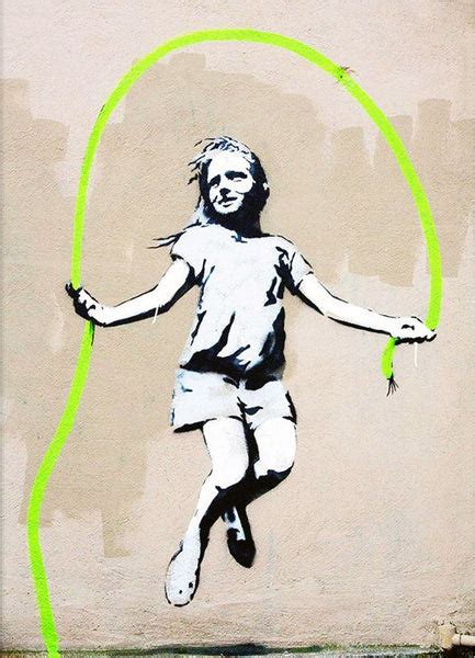 Girl Skipping Ropes – Banksy – Pop Art Painting - Framed Prints by ...
