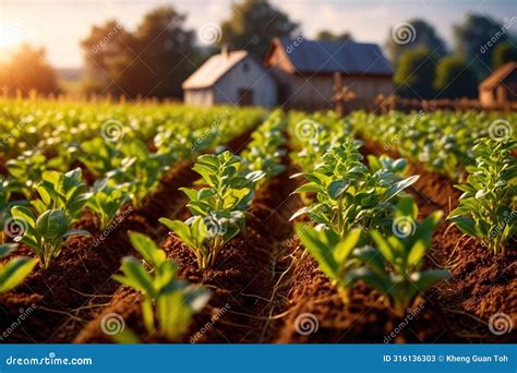 Modern Industrialized Agriculture Using Technology, Agritech Farming of Crops Stock Illustration ...