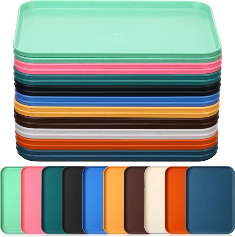 Amazon.com: Mumufy 24 Pcs Plastic Fast Food Trays Bulk Colorful ...