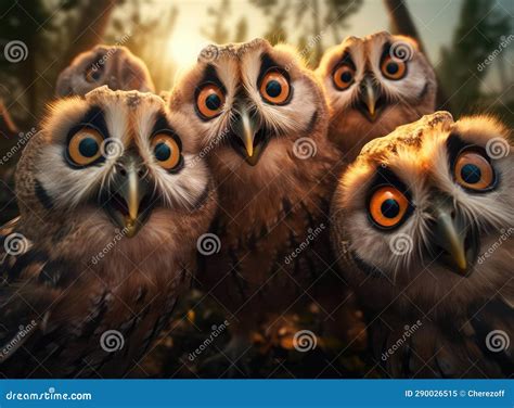A group of owls stock illustration. Illustration of funny - 290026515