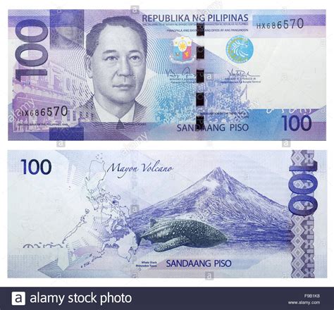 100 Philippine Peso Banknotes with Mountain Background