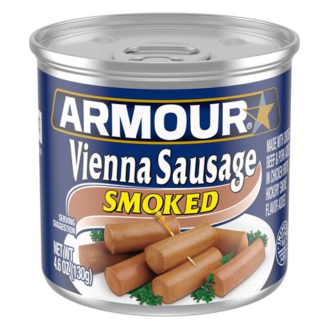 Armour Smoked Vienna Sausage, 7g Protein Per Serving, 4.6 oz Can (Pack ...