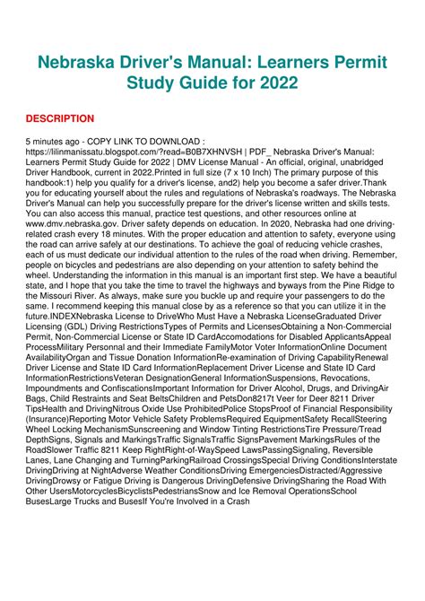 PPT - PDF Download Nebraska Driver's Manual: Learners Permit Study ...