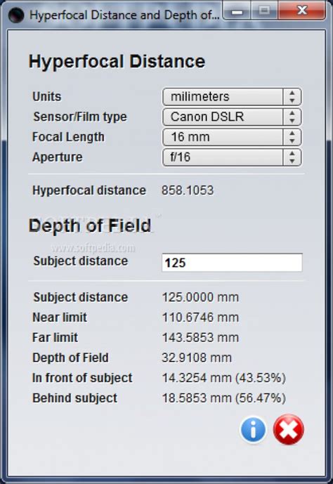 Image result for Hyperfocal Distance Calculator