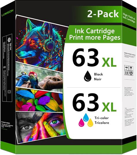 63XL Ink Cartridges 2-Pack(Black/Tri-Color) Replacement for HP 63XL Ink ...