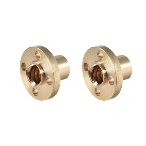 uxcell Lead 8mm Pitch 2mm Flange Trapezoidal T8 Screw Brass Nut for 3D ...