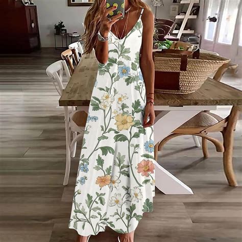 Sakmal Green Spring Dresses for Women 2025 Flowy Sundress Spaghetti ...