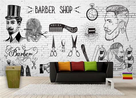 ALL YOUR DESIGN Self Adhesive Wallpaper Barber Shop Design Waterproof ...