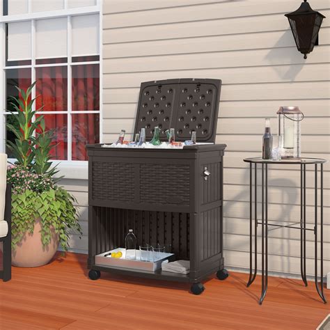 Suncast BMDC6200 Outdoor Patio Deck Resin Entertaining Cooler Station ...
