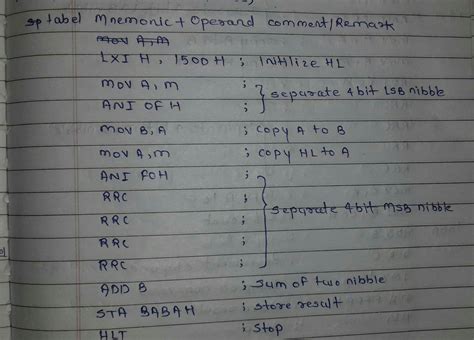 write an AlP to separate two nibbles of 8 bit numbers is stored in ML ...