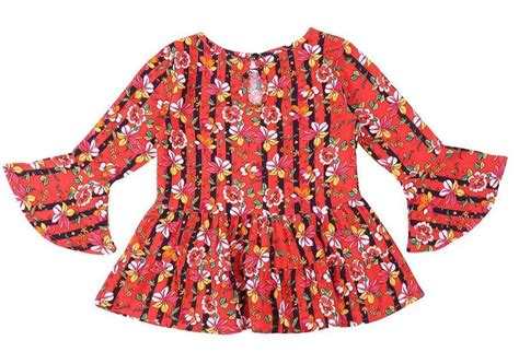Girls Red Printed Peplum Top – StyleQuotient