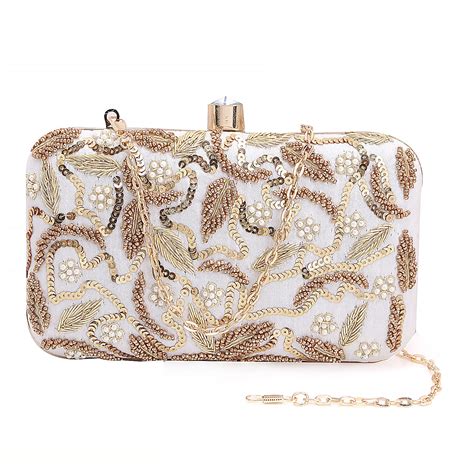 SWISNI Designer Handmade Printed Embroidered Clutch Bag For Party ...