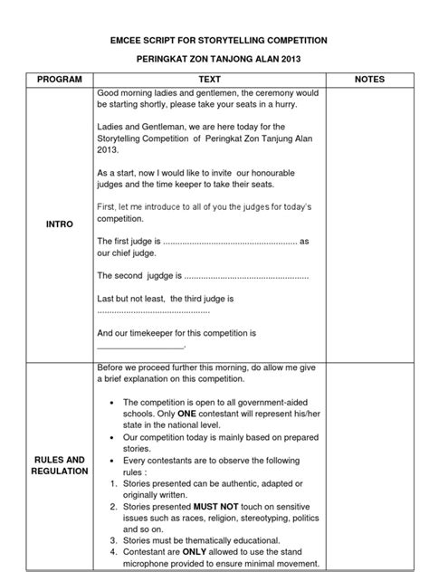 Image result for MC Script Sample