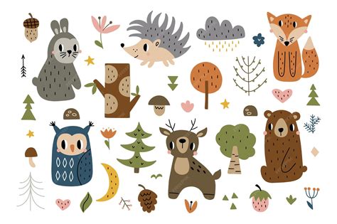 Premium Vector | Scandinavian animals set Drawn by hand Doodle cartoon ...