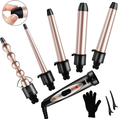Amazon.com: 5 in 1 Curling Iron Wand Set, Ohuhu Upgrade Curling Wand ...