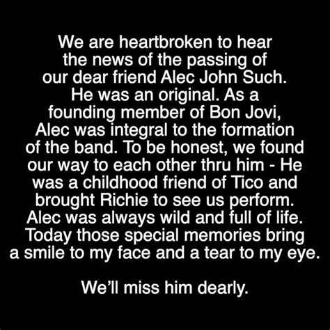 Bon Jovi's First Bassist, Alec John Such, dies at 70