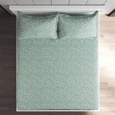 Buy Rhapsody Cotton 144TC Floral Print 3Pcs Super King Bedsheet Set ...