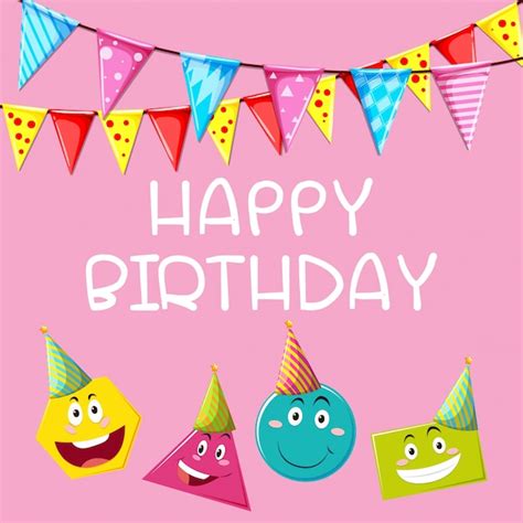 Happy birthday card template with different shapes | Free Vector