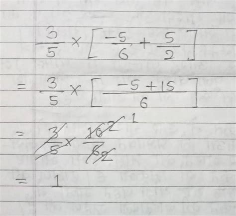 Find using distributivity: 3/5 × [(−5)/6 +5/2] - Brainly.in
