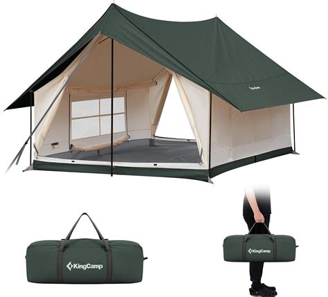 KingCamp Canvas Cabin Tent for 4-5 Person, Camping Tents with Large ...