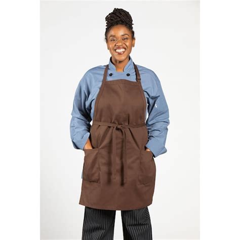 Uncommon Threads 2-Patch-Pocket Bib Apron Brown 3016-0200 | Zoro