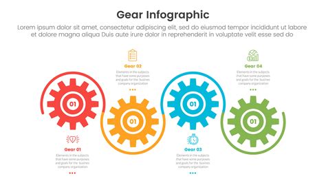 gear cogwheel infographic template banner with timeline horizontal up and down with 4 point list ...