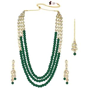 Buy Peora 18K Gold Plated Traditional Jewellery Kundan Pearl Layered ...