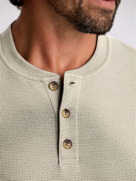 Men's Waffle Long Sleeve Henley - Sandstone – Free Fly Apparel
