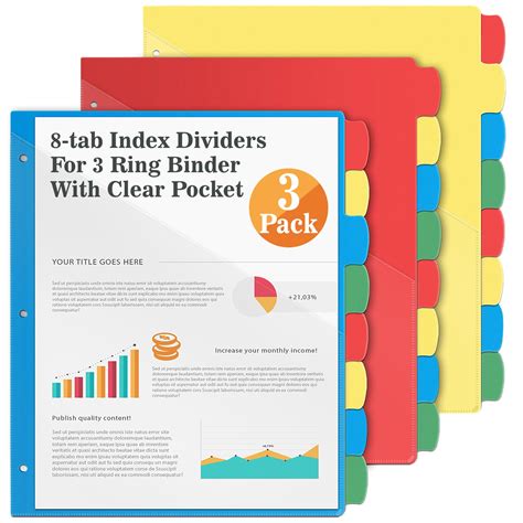 Buy Jyusmile 8-Tab Index Dividers with Front Pocket - Plastic Dividers ...
