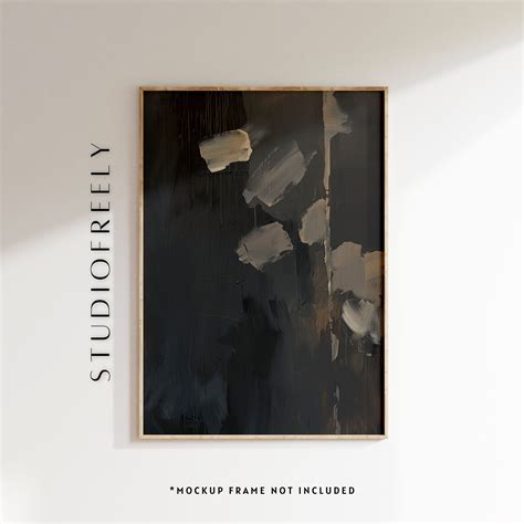 Minimalist Abstract Black Painting, Modern Dark Wall Art, Bold Neutral ...