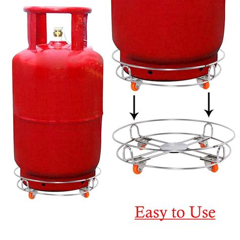 Stainless Steel Gas Cylinder Trolley with Wheels LPG Cylinder Roller S ...
