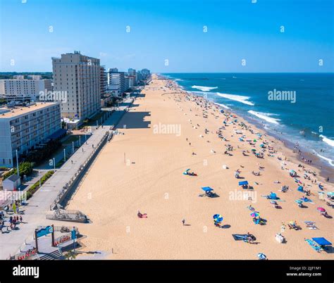 Aerial View of the Virginia Beach ocean front looking North Stock Photo ...