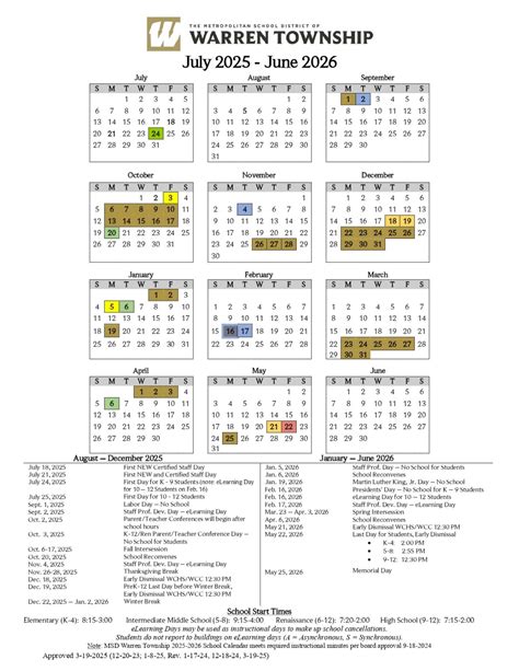 MSD of Warren Township School Calendar 25-26 Revised [PDF] - EduCounty