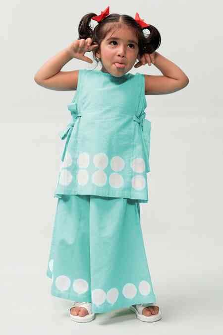 Buy Blue 100% Cotton Tie-dye Top And Culotte Set For Girls by Tiber ...