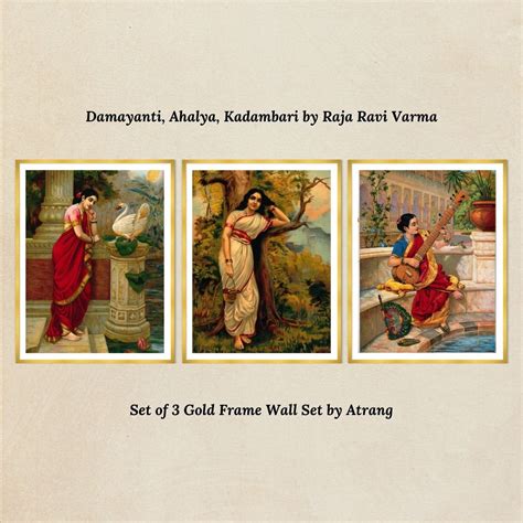 Best of Raja Ravi Varma - Set of 3 Wall Paintings Kadambari, Ahalya, D ...
