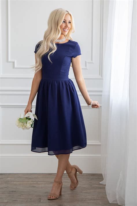 JenClothing's "Lucy" Semi-Formal Modest Dress in Navy Blue | Semi ...