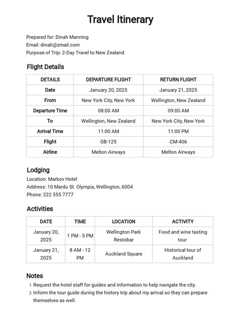 Top 20+ Google Docs Travel Itinerary Template Docx - Great Research