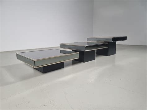Set of 3 mirrored cocktail tables by Willy Rizzo for Cidue, 1970s For ...