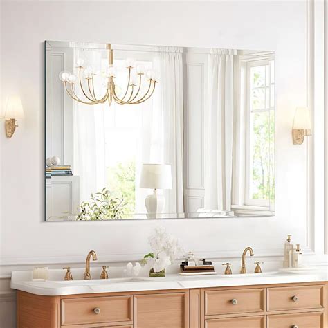 DOIMUSIM Frameless Mirror,Bathroom Vanity Mirrors for Over Sink ...